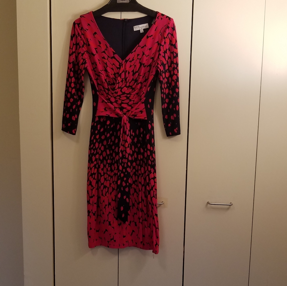 David Meister Navy/ fuchsia Abstract  Dess